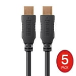 Monoprice HDMI High Speed Cable - 5-Pack, 4K@60Hz, HDR, 18Gbps, YUV 4:4:4, 28AWG, with Ferrite Cores, 3 Feet, Black - Select Series