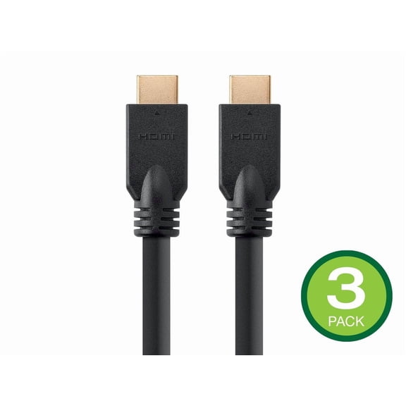 Monoprice HDMI Cable - 40 Feet - Black (3Pack) No Logo, High Speed, 1080p@60Hz, 10.2Gbps, 24AWG, CL2, Compatible with UHD TV and More - Commercial Series