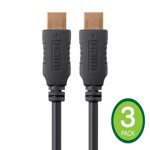 Monoprice 4K High Speed HDMI Cable - HDMI 2.0, 4K@60Hz, HDR, HDR10, Dolby Vision, 18Gbps, YUV 4:4:4, 28AWG, with Ferrite Cores, 5 Feet, Black - 3 Pack