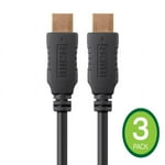 Monoprice 4K High Speed HDMI Cable - HDMI 2.0, 4K@60Hz, HDR, HDR10, Dolby Vision, 18Gbps, YUV 4:4:4, 28AWG, with Ferrite Cores, 6 Feet, Black - 3 Pack