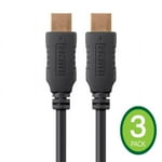 Monoprice 4K High Speed HDMI Cable - 4K60Hz, 18Gbps, HDR, 8ft, Black - 3 Pack