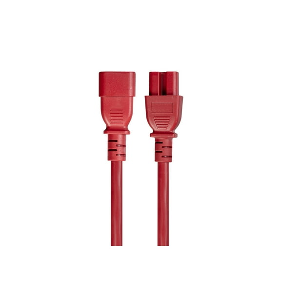 Monoprice Heavy-Duty Computer Extension Power Cable / Cord - 6 Feet - Red | 14AWG 15A 14AWG (IEC-320-C14 to IEC-320-C15)