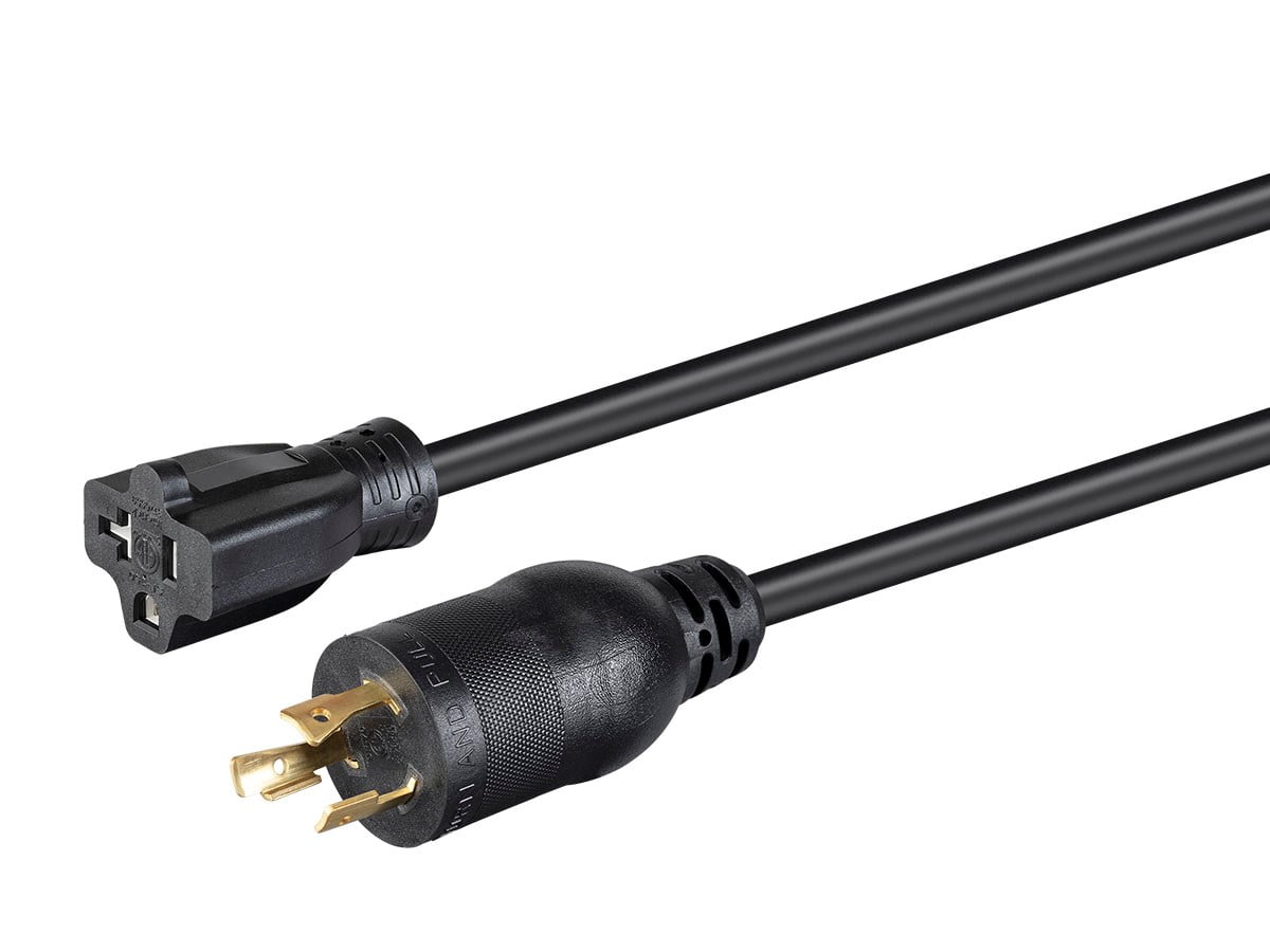 Monoprice Heavy Duty Extension Cord - 2 Feet - Black | Locking Connector - NEMA L5-20P to NEMA 5-15/20R, 12AWG, 20A, SJTW, 125V