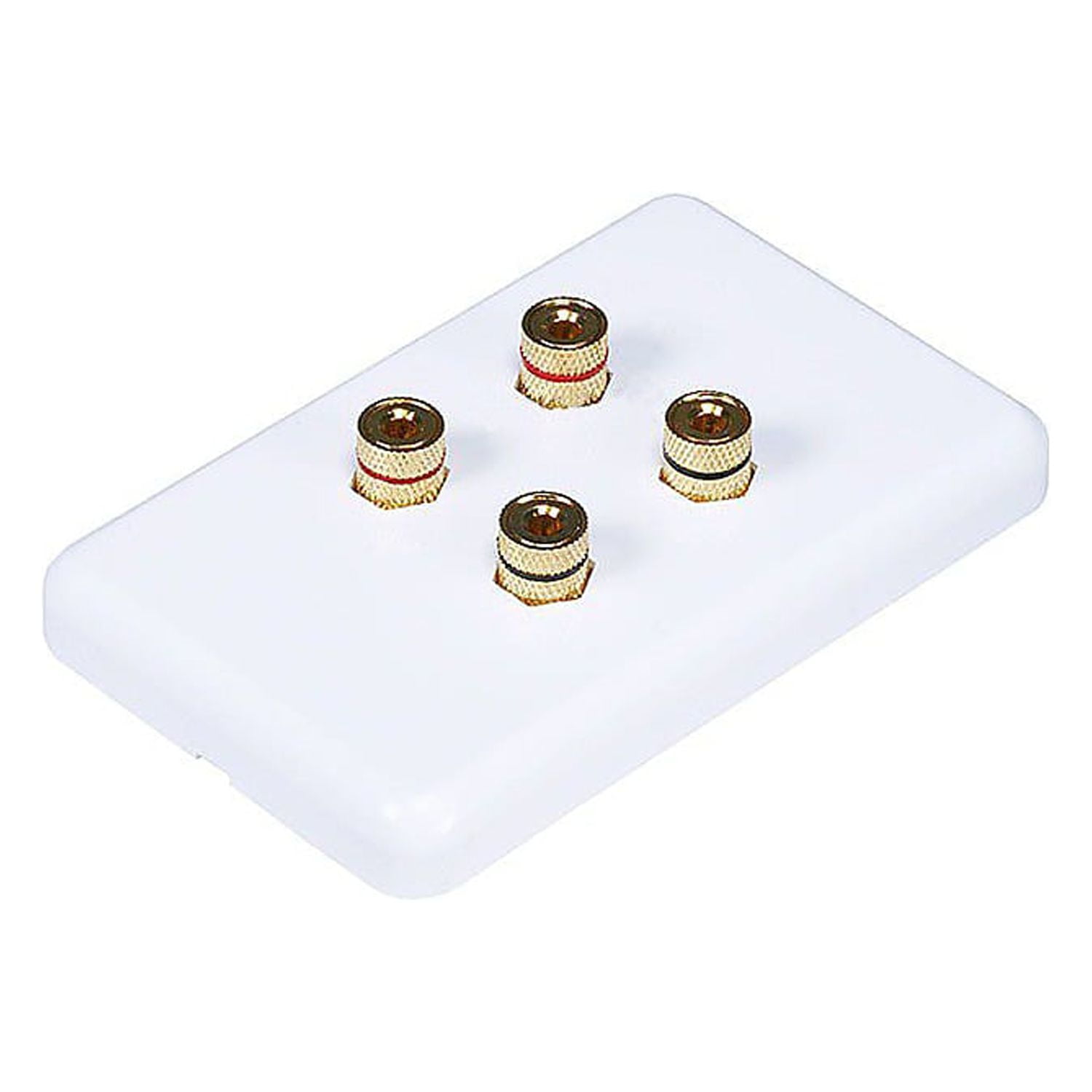 Monoprice High Quality Banana Binding Post Wall Plate For 2 Speaker White 103640