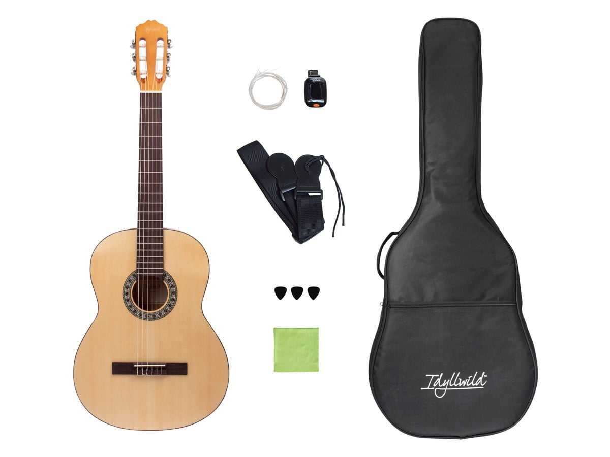 EpiphoneWILDCAT アンテークアイボー ゴールドラメ ビンデング Monoprice Idyllwild Full-Size 4/4 Classical Guitar Bundle