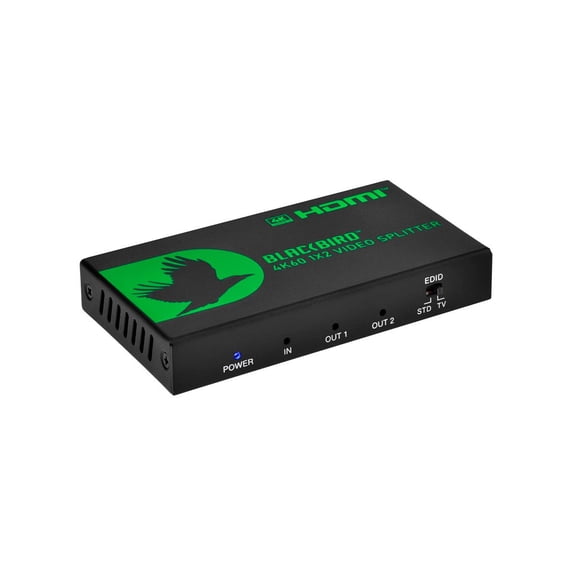 Monoprice Blackbird 4K Pro 1x2 HDMI Splitter - Black | 4K @ 30Hz, HDCP 2.2 Compliant, 3D Frame Sequential Video Support, Dolby TrueHD Support