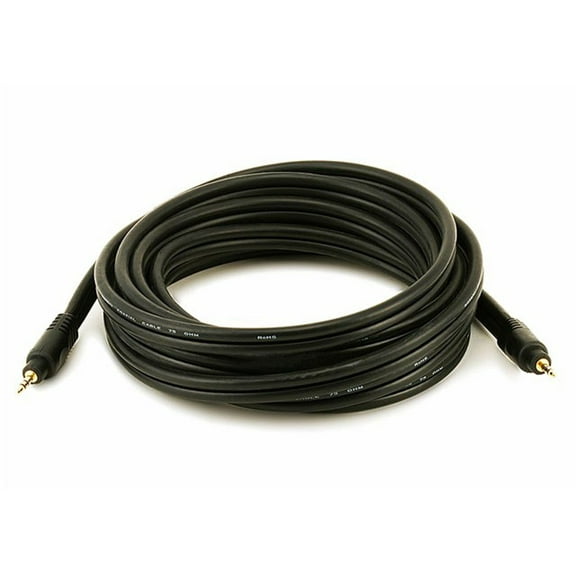 Monoprice Audio Cable - 15 Feet - Black | Premium 3.5mm Stereo Male to 3.5mm Stereo Male 22AWG, Gold Plated