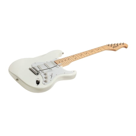 Monoprice Indio Cali Classic Electric Guitar - White, With Gig Bag