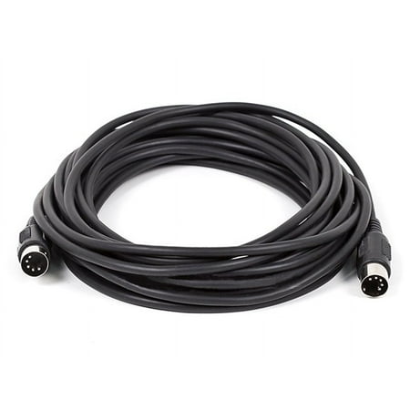 Monoprice MIDI Cable - 25 Feet - Black With Keyed 5-pin DIN Connector, Molded Connector Shells