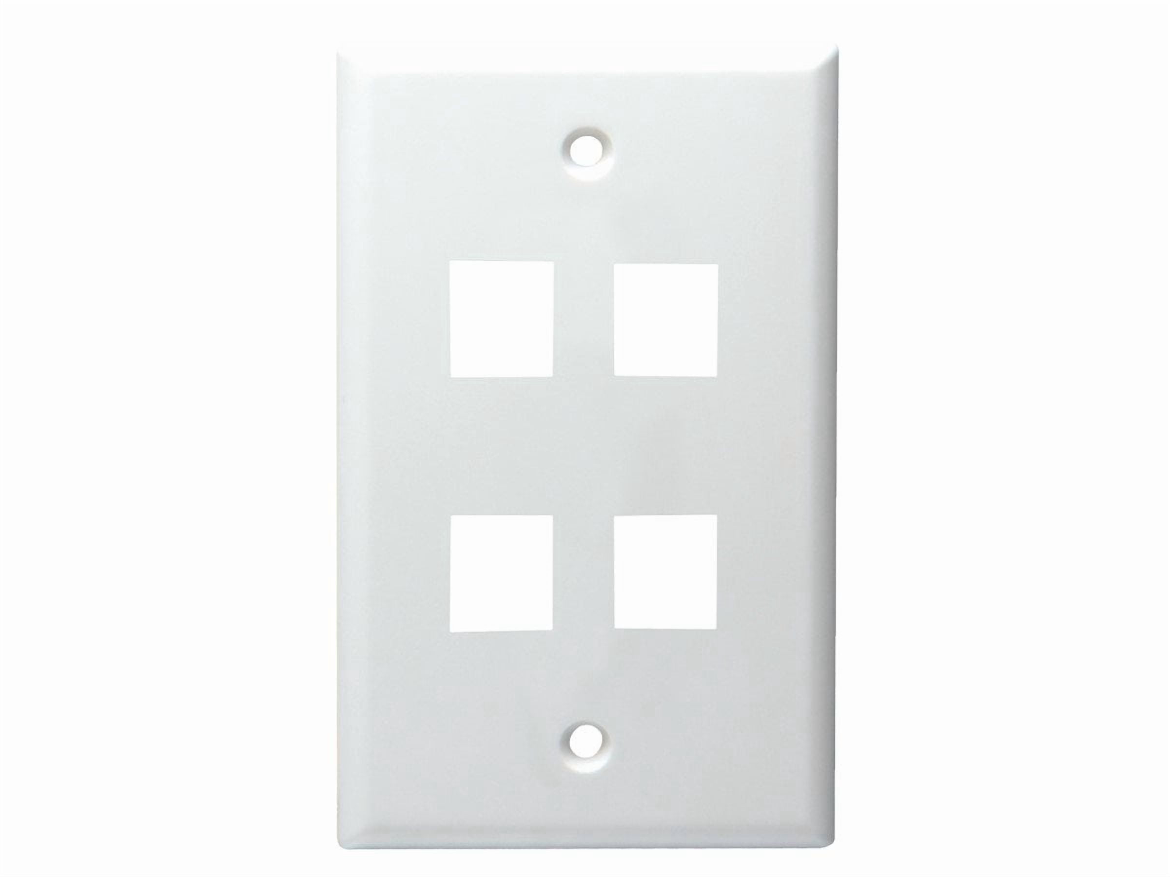 Monoprice Mid-Size Keystone Plate 4 Port, Ultra White, UL - Walmart.com