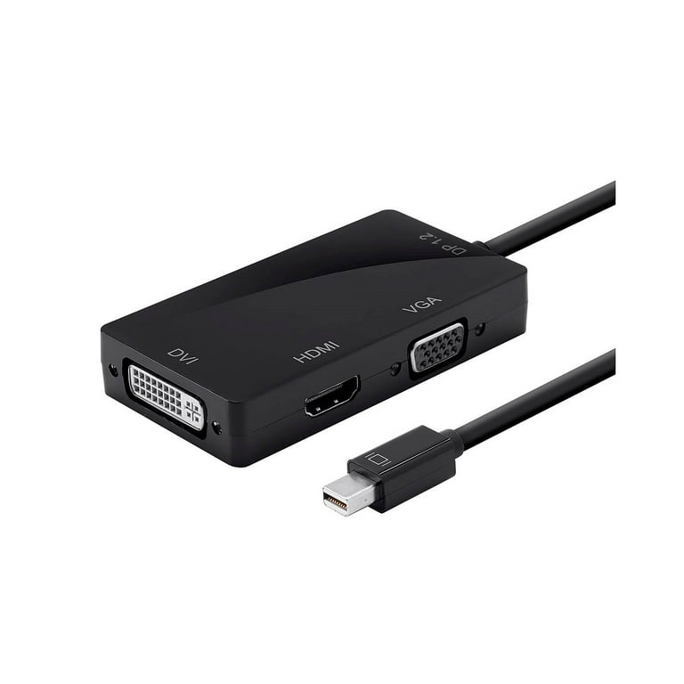 Monoprice USB USB-C to 4K HDMI Single Link DVI and VGA Passive Adapter Black