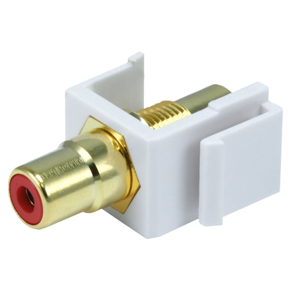Monoprice Modular RCA Coupler Keystone Jack - White With Red Center