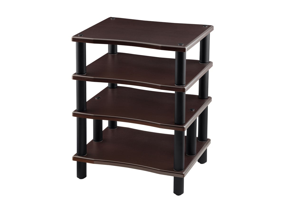 Espresso MDF and Steel 4-Tier Audio Stand with Open Air Design
