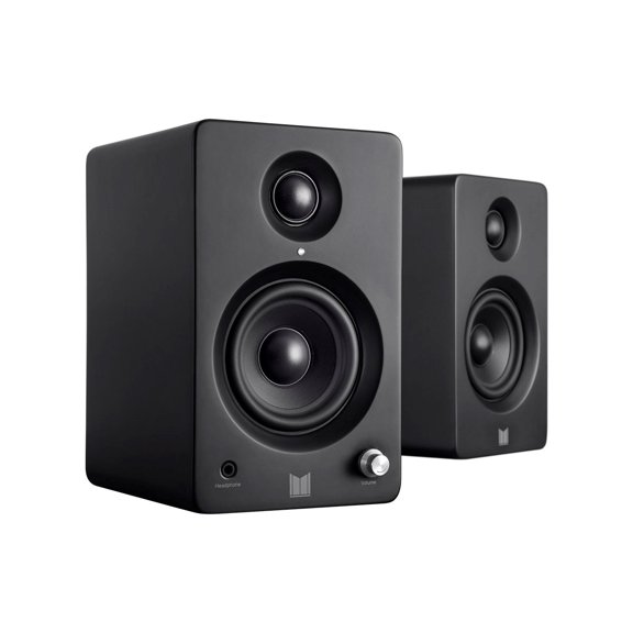 Monoprice Monolith MM-3 Powered Multimedia Speakers - Black (Pair) With AptX Bluetooth, Fron Headphone Jack, Digital Calss D