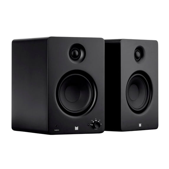 Monoprice Monolith MM-5 Powered Multimedia Speakers - Black (Pair), With Bluetooth With aptX HD, USB DAC, Optical Inputs, Subwoofer Output and Remote Control