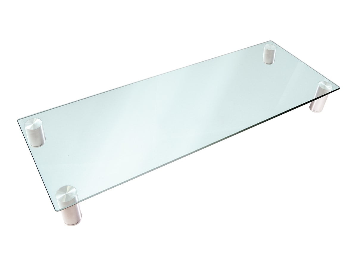 Large Clear Glass Desktop Monitor Stand with Metal Legs