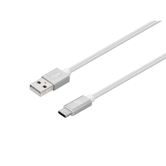 Monoprice Nylon Braided USB C to USB A 2.0 Cable - 1.5 Feet - White | Type C, Fast Charging, Compatible With Samsung Galaxy S10 / Note 8, LG V20 and More - Palette Series