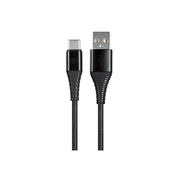Monoprice Nylon Braided USB C to USB A 2.0 Cable - 3 Feet - Black |Type C, Durable, Fast Charge for Samsung Galaxy S10/ Note 8, LG V20 and - AtlasFlex Series