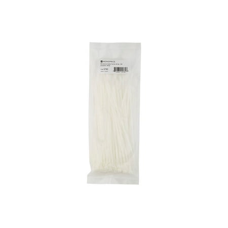 Monoprice 8-inch Cable Tie, 100pcs/Pack, 40 lbs Max Weight - White