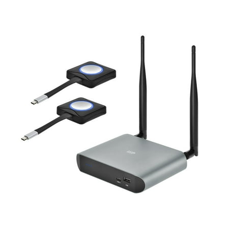 Monoprice One-Click USB-C Wireless Presenter 4K Conference Presentation System - Screen Mirroring, Instant Meeting Launch, Includes 2 Transmitters, Works with Windows, Mac, iOS, Android, and Miracast