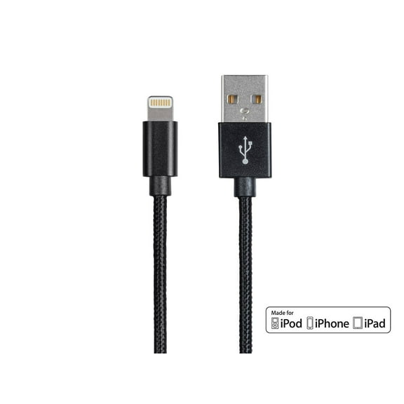 Monoprice Palette Series MFi Certified Lightning to USB Charge & Sync Cable, 6ft Black