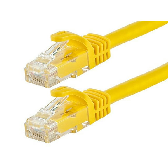 Monoprice Cat6 Ethernet Patch Cable - 25 Feet - Yellow | Network Internet Cord - RJ45, Stranded, 550Mhz, UTP, Pure Bare Copper Wire, 24AWG - Flexboot Series