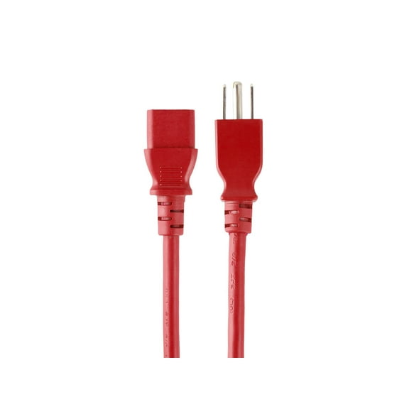 Monoprice Power Cable / Cord - 2 Feet - Red | 18AWG 3 Conductor PC Power Connector Socket 10A (NEMA 5-15P to IEC 60320 C13)