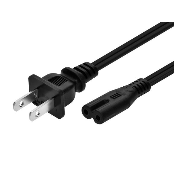 Monoprice Power Cord - 1 Feet - Black | Non-Polarized NEMA 1-15P to Non-Polarized IEC 60320 C7, 18AWG, 10A, For Battery Chargers, Laptop Power Supplies