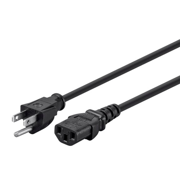 Monoprice Power Cord - 12 Feet - Black | NEMA 5-15P to IEC 60320 C13, 18AWG, 10A/1250W, 3-Prong