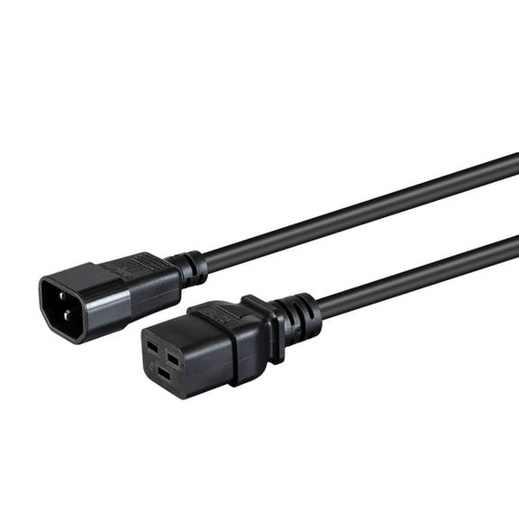 Monoprice Power Cord - 6 Feet - Black | IEC 60320 C19 to IEC 60320 C14, 16AWG, 10A, SJT, 100-250V