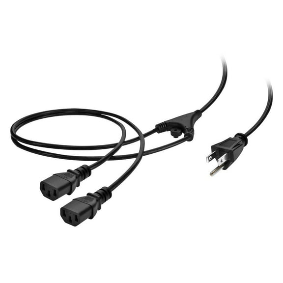 Monoprice Power Cord Splitter - 6 Feet - Black | NEMA 5-15P to 2x IEC 60320 C13, 18AWG, 10A/1250W, SJT