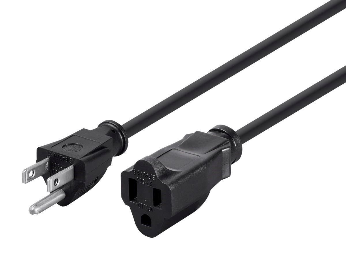 Monoprice Power Extension Cord Cable - 10 Feet - Black | 14AWG 15A (NEMA 5-15P to NEMA 5-15R)