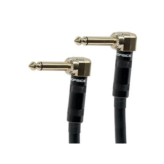 Monoprice Pro Audio Cable - 10 Feet - Black | 1/4 Inch (TS) Right Angle Male to Right Angle Male 16AWG Audio Cable Cord (Gold Plated) - Premier Series