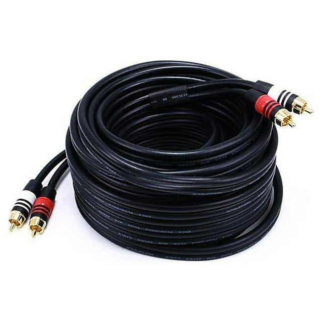 Monoprice Premium 35' 2-RCA Plug Male to Male 22AWG Cable Black 102867