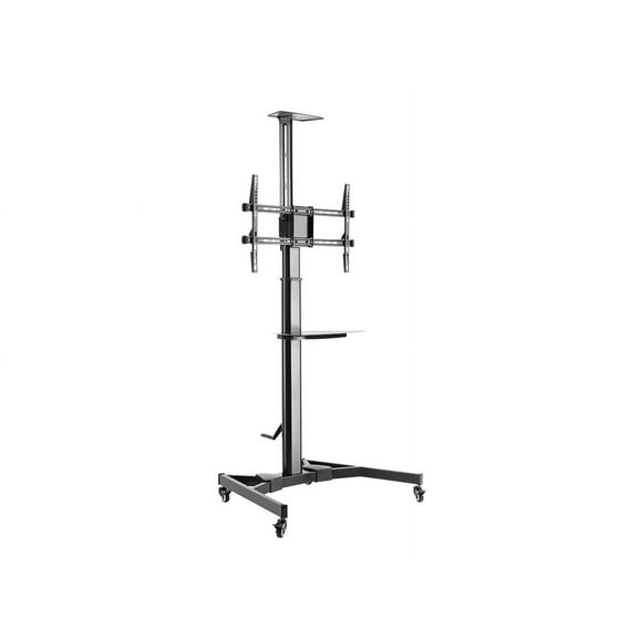 Monoprice Premium Height adjustable TV Display Cart for 37" to 70" Displays max 110 lbs with Portrait-to-Landscape Rotation, Hand Crank Height Adjustment