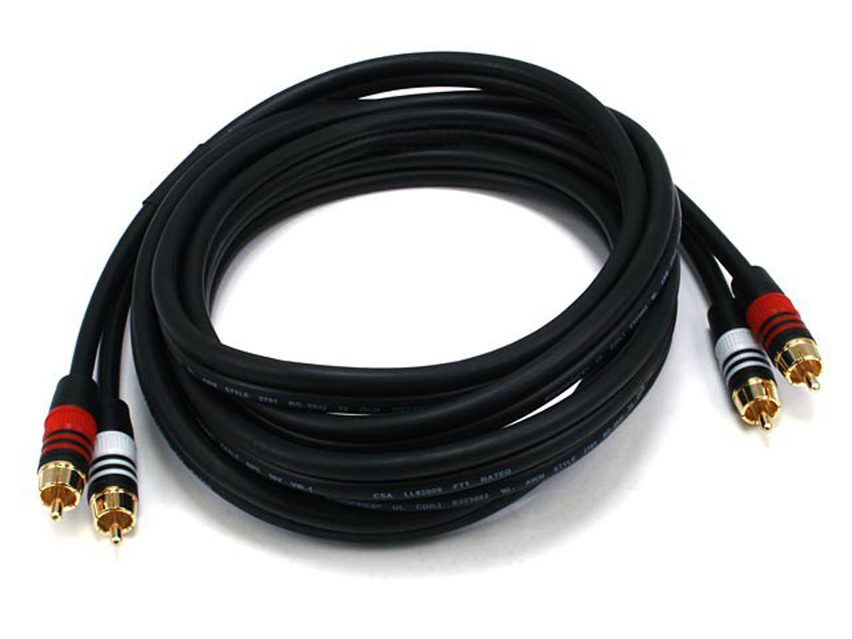 Monoprice Premium RCA Cable - 10 Feet - Black | 2 RCA Plug to 2 RCA Plug, Male to Male, 22AWG - image 1 of 2