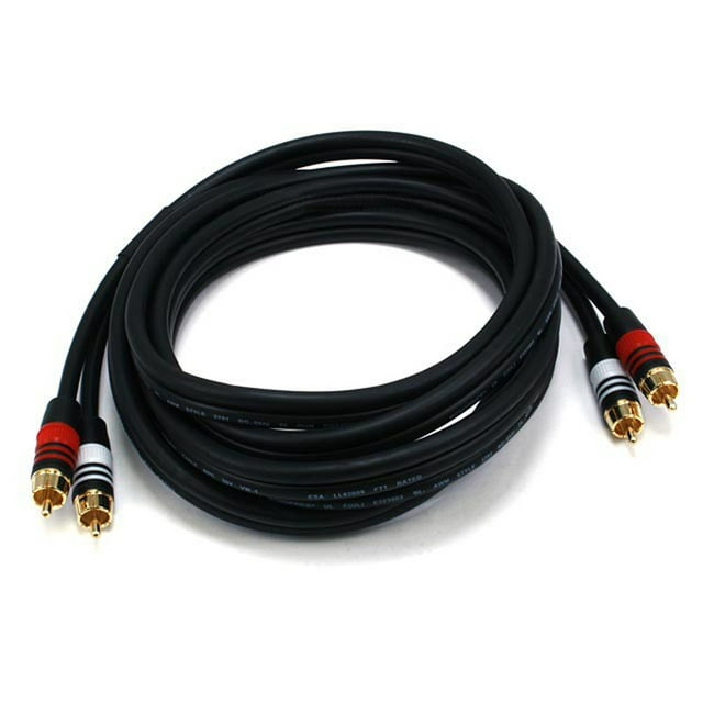 Monoprice Premium RCA Cable - 10 Feet - Black | 2 RCA Plug to 2 RCA Plug, Male to Male, 22AWG