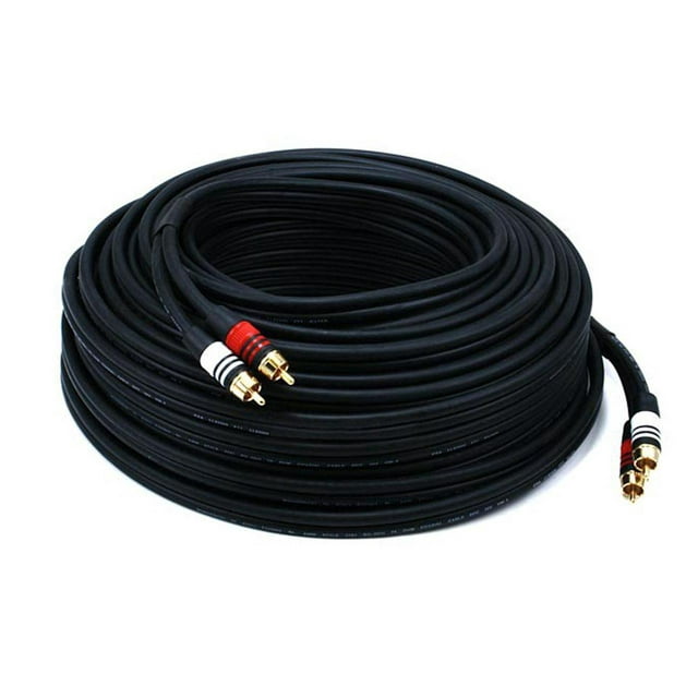 Monoprice Premium RCA Cable - 100 Feet - Black | 2 RCA Plug to 2 RCA Plug, Male to Male, 22AWG