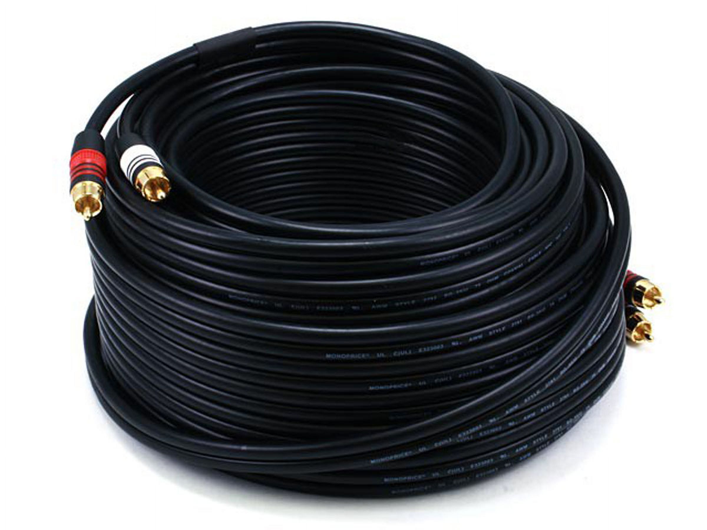 Monoprice Premium RCA Cable - 75 Feet - Black | 2 RCA Plug to 2 RCA Plug, Male to Male, 22AWG - image 1 of 2