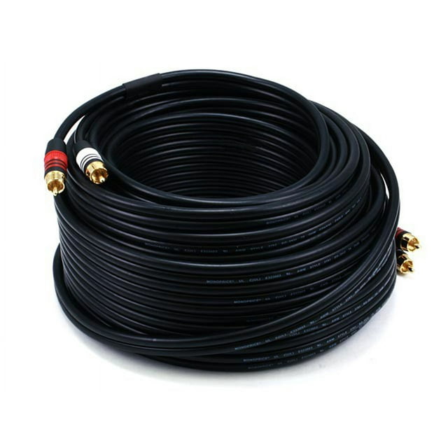 Monoprice Premium RCA Cable - 75 Feet - Black | 2 RCA Plug to 2 RCA Plug, Male to Male, 22AWG