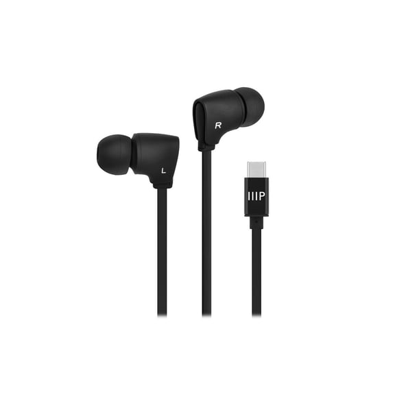 Monoprice Premium USB-C Wired Earbuds with Mic for Smartphones, Tablets, Laptops & Gaming