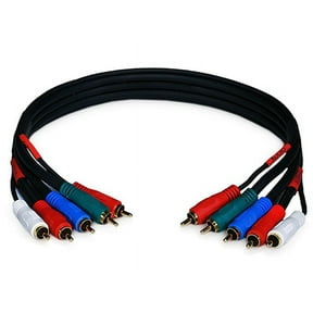 Monoprice Video/Audio Coaxial Cable - 1.5 Feet - Black | 22AWG 5-RCA Component (RG-59/U), Gold Plated