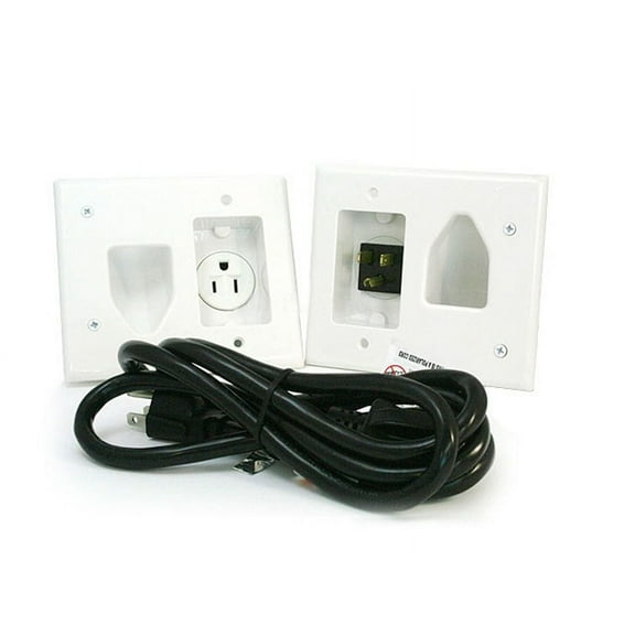 Monoprice Recessed Pro Power Kit - White With Straight Blade Inlet