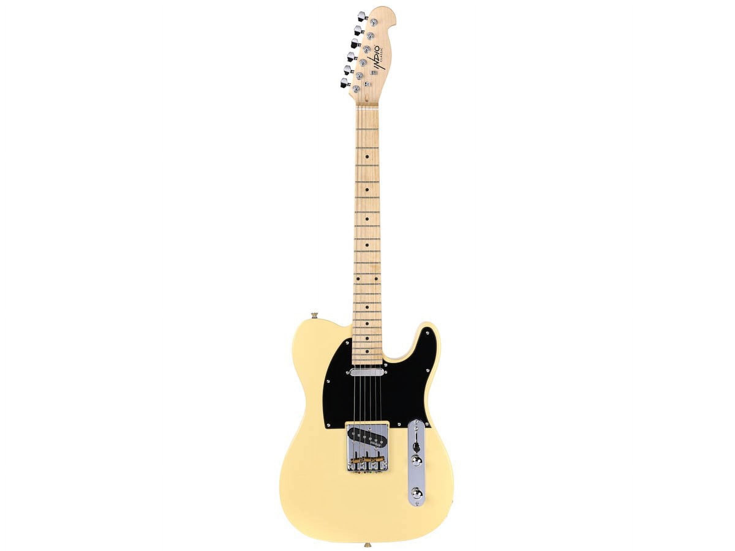 Monoprice Retro DLX Plus Solid Ash Electric Guitar | Right Orientation, Wilkinson Bridge and SS Pickups, with Gig Bag, Blonde with Maple Fretboard - Indio Series