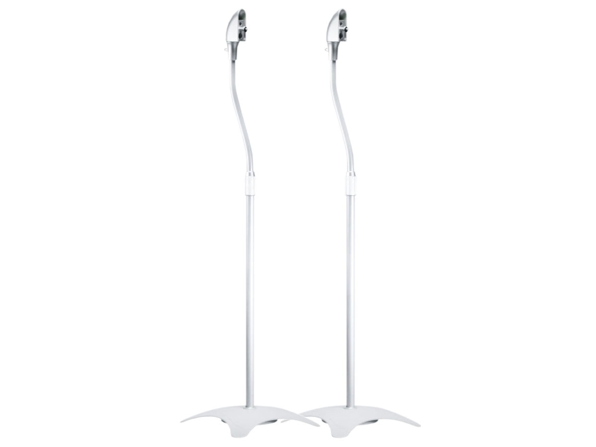 Adjustable Silver Satellite Speaker Floor Stands (Pair)