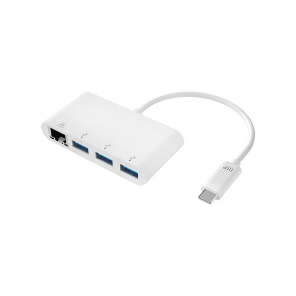 Monoprice USB-C 3-Port USB Hub - White With Wired Gigabit Ethernet Port, USB 3.0 Speeds - Select Series