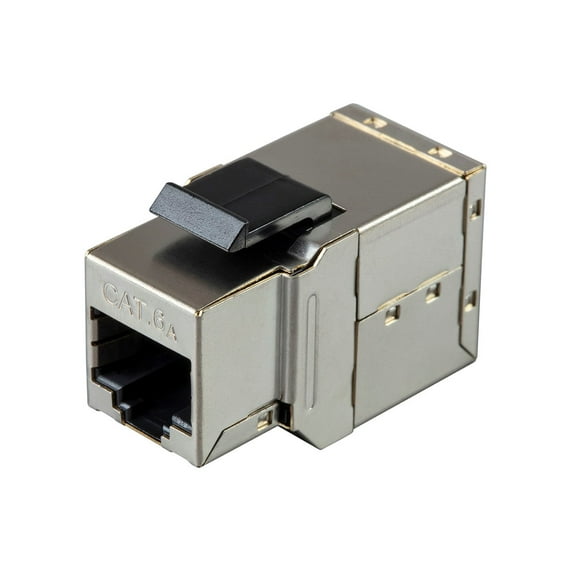 Monoprice Shielded Straight Through Cat6A RJ45 Keystone In-Line Coupler - Silver Use for Networking, Patch Cables, Ethernet Cable/Chord