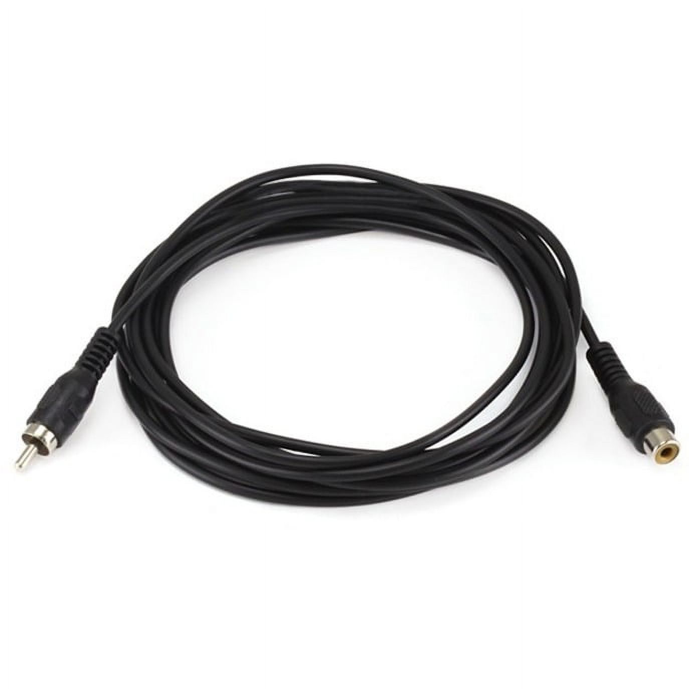 Monoprice Single-Channel Extension Cable - 12 Feet - Black | RCA Plug/Jack Male/Female, ideal for extending low-frequency RCA connections - image 1 of 2