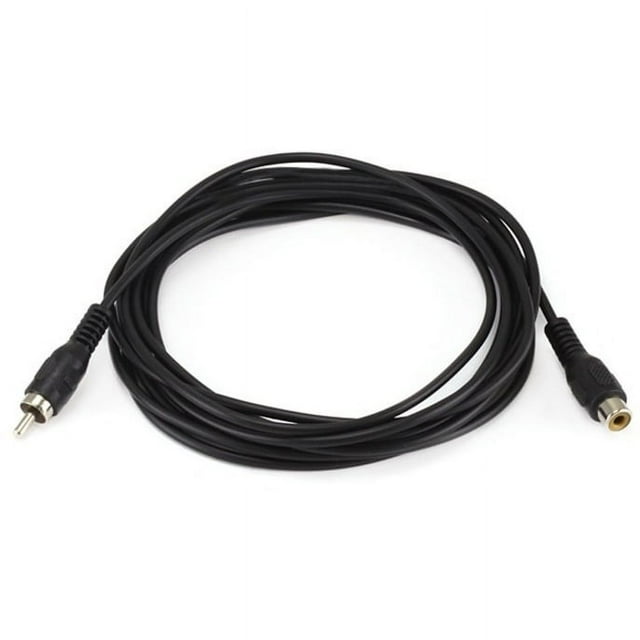 Monoprice Single-Channel Extension Cable - 12 Feet - Black | RCA Plug/Jack Male/Female, ideal for extending low-frequency RCA connections