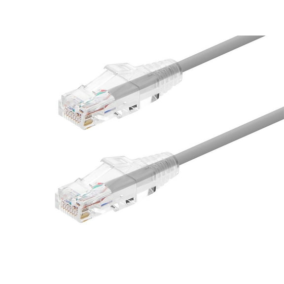 Monoprice Cat6 Ethernet Patch Cable - 3 feet - Gray | Snagless RJ45 Stranded 550MHz UTP CMR Riser Rated Pure Bare Copper Wire 28AWG - SlimRun Series